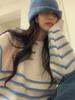 Suéter Pulóver Estilo Coreano Vintage a Rayas en Contraste para Mujer Otoño e Invierno Nuevo Estilo Universitario Suéter Top Moderno
