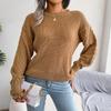 Foto Real de Suéter de Punto Casual con Mangas Largas Tipo Linterna Europeo y Americano Otoño e Invierno 2026, Sitio Independiente Amazon Ropa de Mujer Transfronteriza