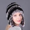 Gorro de pelo de conejo rex grueso y cálido, con protección para las orejas, de algodón y piel de conejo, informal, de lana, para otoño e invierno.
