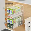 Estante de Almacenamiento para Cocina, Estante de Plástico Multicapa para Almacenamiento de Papel Film en el Gabinete del Hogar, Estante de Almacenamiento Multifuncional para Platos, Vajilla y Condimentos