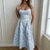 Baifen ClothingTemu Transfronteiriço 2026 Verão Novo Elegante Estilo Princesa Jacquard Cinto Afunilador na Cintura Vestido