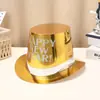 Fiesta Transfronteriza Europea y Americana Fiesta Sombrero Lincoln Nuevo Creativo Negro Dorado Estampado Sombrero Decorativo Sombrero de Papel de Año Nuevo Venta al por Mayor