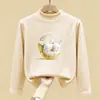 Camiseta Interior Térmica Suave de Media Altura para Niños de Primavera y Otoño, Top de Manga Larga Estampado para Niñas de Otoño e Invierno, Top Cálido de Moda