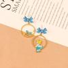 Aretes de Personaje de Dibujos Animados de Aguja de Plata S925 Aretes de Lazo Azul Klein Aretes Asimétricos para Niña B872