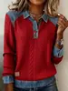 Otoño e Invierno 2026 Nuevos Modelos de Exportación de Amazon en Stock Tops Casuales de Manga Larga Europeos y Americanos Camisas Polo de Mezclilla para Mujer