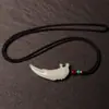 Colgante Auténtico de Diente de Lobo de Jade Hetian para Hombres y Mujeres, Collar con Colgante de Jade, Accesorio de Jade Personalizado de Moda