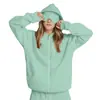 Moletom Casual Soltinho Feminino Europeu e Americano Outono e Inverno Novo Versátil Casual Simples Cor Lisa Máscara para Olhos Moletom de Manga Longa