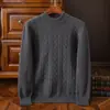 Suéter de base em lã para outono e inverno, solto e grosso, suéter de malha base jacquard cor sólida com gola semi-alta masculina, transfronteiriço