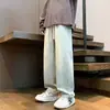 Verano del Sudeste Asiático Delgados Marca de Tendencia Retro Americana Jeans de Pierna Recta Sudamericanos para Hombre con Cordón y Diseño Holgado Casual de Pierna Ancha