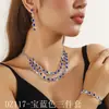 Comercio Exterior Transfronterizo Moda Europea y Americana Collar de Doble Capa con Pedrería y Diamantes Completos Collar para Vestido de Cena Pendientes Pulsera Set de Tres Piezas
