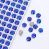 Cristal Redondo Satélite K9 de Alta Calidad Colorido Doble Agujero Base Plana con Pedrería Cosida a Mano para Ropa, Vestidos de Novia, Accesorios DIY
