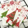 Guardanapo quadrado de papel tissue com estampa de árvore de Natal restaurante café lenço de papel facial dobrável