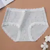 Roupa íntima feminina de algodão gaze colorida de cintura média, Roupa íntima macia de algodão classe A para mulheres, Roupa íntima antibacteriana com forro estendido 10A totalmente em algodão