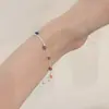 Pulseira de Prata de Lei S925 com Zircônia Colorida Redonda para Mulheres, Design Simples de Nicho, Pulseira Doce e Estilosa Estilo Ins