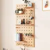 Tablero de clavijas de madera maciza Estante personalizado montado en la pared Estante divisor decorativo Estante de almacenamiento Estantería de madera Partición de pared