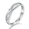 Moda coreana incrustada circón plateado anillo de pareja joyería entrelazada amante Tanabata anillo de plata para hombre y mujer al por mayor