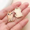 25,5x16mm Pingente Charme Animal Gatinho Desenho Animado Estampa de Gotejamento de Óleo Liga de Zinco DIY Acessórios para Joias Feitas à Mão