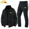 Chaqueta Cardigan Simple de Moda para Hombre Transfronteriza Tallas Grandes Traje Deportivo y de Ocio de Dos Piezas para Primavera y Otoño con Impresión Personalizada