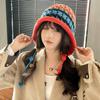 Gorro de lana de ganchillo hecho a mano, estilo étnico, para mujer, con borlas, cálido, para el frío, estilo bohemio, para otoño e invierno.