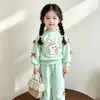 Conjunto Elegante Versátil de Sudadera y Pantalones para Niñas, Comercio Exterior, Para Niños Medianos y Grandes, Nuevo Estilo Coreano, Conjunto de Dos Piezas