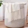 Cesta para Ropa Sucia Cuerda de Algodón Cesta para Ropa Sucia Estilo Japonés Doméstica Redonda Tejida Almacenamiento Cesta de Almacenamiento de Ropa Sala de Estar Cesta de Almacenamiento a Juego de Colores