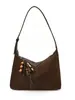 Bolsa para lonchera de axila relajada coreana nicho retro patchwork de gamuza bandolera de un solo hombro bolso de bola de masa estampado de leopardo moderno