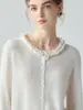 Nuevo cárdigan de punto 100% cachemir con cuello de encaje fruncido estilo francés para Otoño/Invierno 2026 Suéter para mujer Top de diseñador