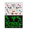 Tatuaje facial de Halloween pegatinas calabaza murciélago mancha de sangre araña cicatriz pegatinas faciales fiesta infantil maquillaje pegatinas impermeables