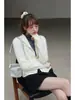 Moda de Hong Kong y Americana/'Abraza el Romance' Suéter de Punto sin Costuras Cachemir Cepillado Estilo Perezoso Retro Cárdigan de Punto para Mujer
