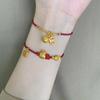 Pulsera Bolsa de la Suerte Campana Dorada Nafo Cuenta de Transferencia Cuerda de Mano Tejida Étnica Cuerda Roja de Este Año Regalo para Novia
