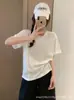 Camiseta de manga corta con cuello redondo, holgada, estilo coreano, para mujer, top básico casual versátil, corte ajustado, directo de fábrica