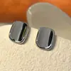 Nuevos Pendientes Cuadrados Retro Franceses de Otoño e Invierno en Oro y Plata, Lujo de Alta Gama, Brillantes, Versátiles, Simples y Elegantes para Mujer