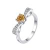 Anillo de Plata de Ley S925, Dulce y de Alta Gama, Nudo de Lazo Colorido y de Moda, Anillo de Moissanita Color D Gra, Venta al por mayor transfronteriza