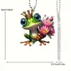 Enfeites de Pendurar no Carro, Enfeites Planos em Formato de Sapo, Novos Buquês de Flores Transfronteiriços, Decorações de Acrílico para Pendurar no Carro, Itens Padrão de Desenho Animado