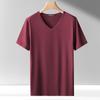 Camiseta de Verano para Hombre Vanke de Seda de Hielo, Cuello en V, Manga Corta, Delgada, Corte Ajustado, Color Sólido, Fresca, de Secado Rápido, Camiseta Base para Hombre
