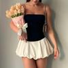 Top de Tubo de Chica Caliente Espalda Descubierta con Empalmes Aspecto Adelgazante Vestido Bud Falda Tutú Linterna Estilo Pura Pasión Hermosa Falda de Verano