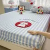 Funda de sábana de algodón de tela gruesa de dibujos animados pieza única verano 100% algodón cubre cama dormitorio funda para colchón individual juego de tres piezas