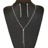 Moda Nupcial Transfronteriza Joyería Nueva Collar Exagerado de Diamantes Completos Pendientes de Borla Conjunto de Dos Piezas de Pedrería Venta Directa de Fábrica
