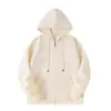 Cárdigan de algodón de 320 g/m² con doble capucha, colección de otoño, con cremallera, casual, versátil, corte holgado, moderno, sudadera para hombre de color liso