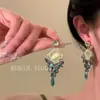 Pendientes de Diamantes Brillantes Estilo Palacio Retro, Diseño de Nicho, Elegantes, con Estilo, Exquisitos, Ligeros, Lujosos, Exagerados y Versátiles