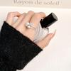Anillo Cerrado Estrella de Cinco Puntas Zircón Perla Anillo Elegante Anillo Niche para Mujer Lujo Accesible de Alta Gama Moda Anillo para Dedo Índice Moda