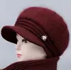 Sombreros de invierno para mujeres de mediana edad y mayores, con felpa interior gruesa, cálido para ancianos, sombrero de lana para madre, gorra, sombrero de punto de piel de conejo para señora mayor