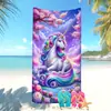 Toalla de Playa de Venta Caliente Transfronteriza para Vacaciones en la Costa, Toalla de Microfibra, Absorbente de Agua, Divertido Dibujo Animado de Unicornio, Toalla de Baño para Niños
