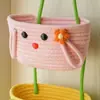 Cesta de armazenamento de parede cesta suspensa prateleira de armazenamento de dormitório bolsa de parede tecelagem de fio de algodão parede montada na parede atrás da porta