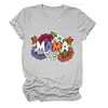Nova Moda Verão Feminina Camiseta Mama Estampa Floral Estilosa Versátil Manga Curta Comércio Exterior