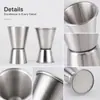 Copo medidor de aço inoxidável transfronteiriço, copo medidor portátil para exterior com escala, mini coqueteira, personalizável com impressão de logotipo