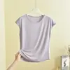 Camiseta de Manga Curta em Modal para Mulheres, Camisa Básica Fina de Verão com Gola Redonda, Tamanho Grande Solta, Top Respirável e Confortável