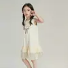 Vestido chaleco con lazo de verano 2025 para niños, vestido de verano para niños, estilo western para niñas, vestido de cola de gasa