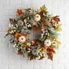 Corona de calabaza de Amazon Corona de hojas de arce y calabaza Decoración colgante de puerta de otoño europea y americana para Halloween y Acción de Gracias