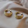 Pendientes de Aro Metálicos Cepillados de Moda Pendientes Estilo Coreano Pendientes Minimalistas de Nicho Europeos y Americanos Accesorios de Moda Exagerados